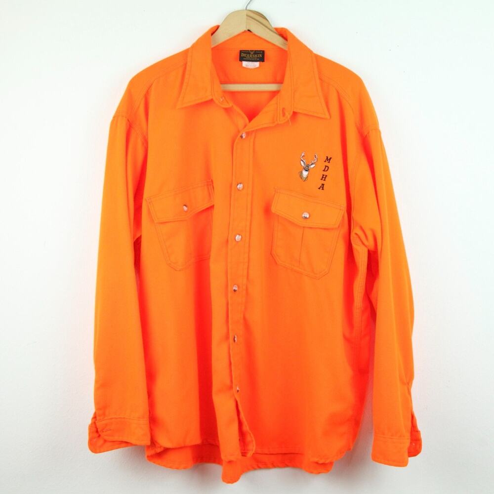 Melton Deerskin 2XL Shirt Hunting Neon Orange Utility Workwear Outdoors Gorpcore